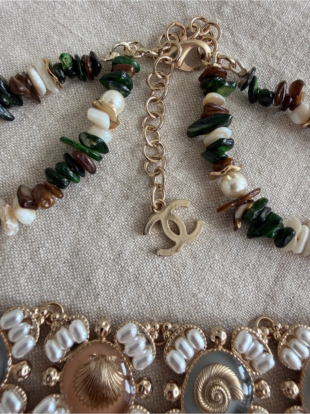 Chanel Beaded Statement Choker Necklace in Brown & Gold - Picture 11 of 14
